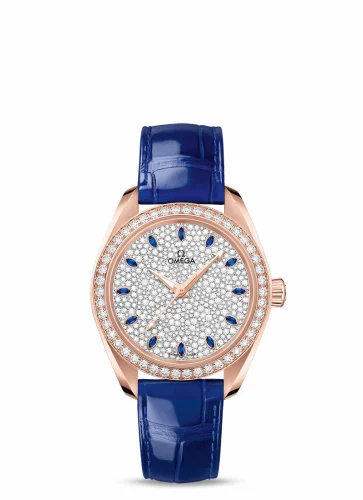 Omega Seamaster Aqua Terra 150M Master Chronometer 34 Sedna Gold / Diamond / Snow Sapphire / Alligator 220.58.34.20.99.002 (22058342099002)